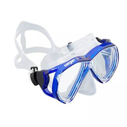 Набор САРГАН НЕРО (маска + трубка)  прозрачный силикон, синий SARGAN