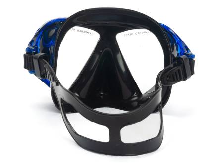 Набор БАРРАКУДА (маска+трубка) черный силикон, синяя рамка SARGAN
