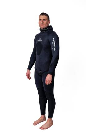 Гидрокостюм для подводной охоты в теплой воде 3мм HAMMERFISH STRONG BLACK/ОТКРЫТАЯ ПОРА штаны по грудь