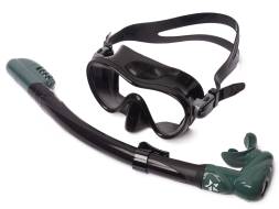 Комплект Сарган Агидель BLACK ! TYPE (маска+трубка) черный/темно-зеленый